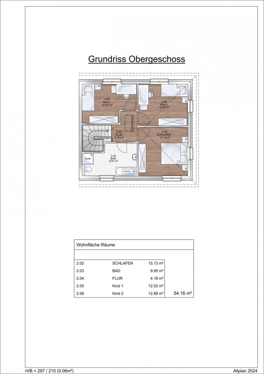 Grundriss OG Doppelhaush�lfte Bernau bei Berlin