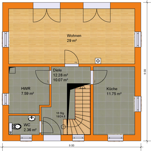 Grundriss EG Einfamilienhaus Bernau bei Berlin