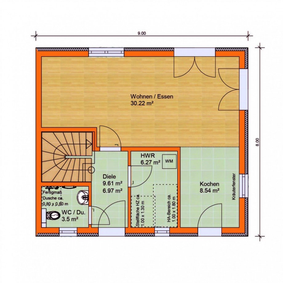 Grundriss EG Einfamilienhaus Bernau bei Berlin