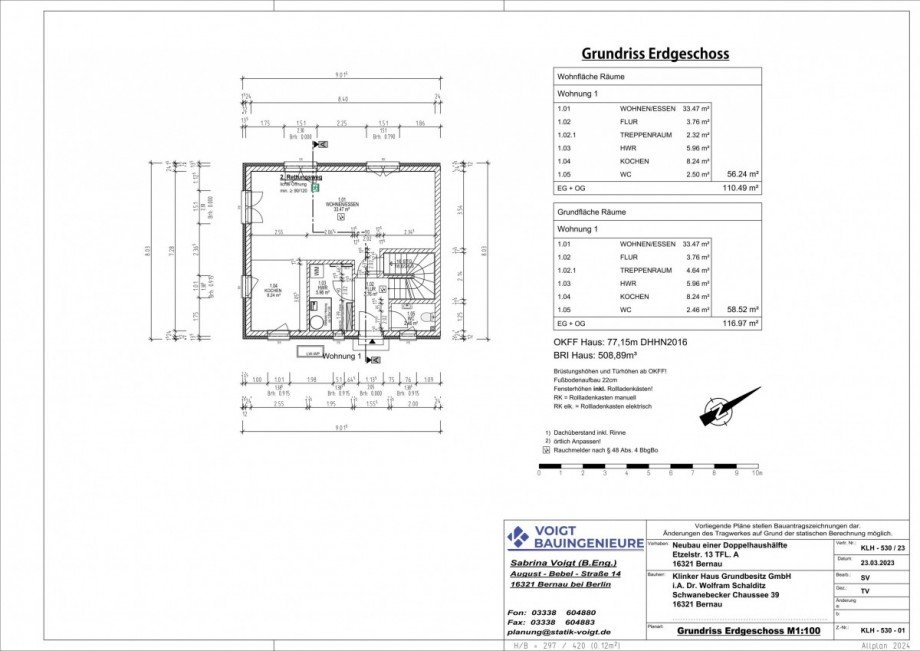 Grundriss EG Einfamilienhaus Bernau bei Berlin